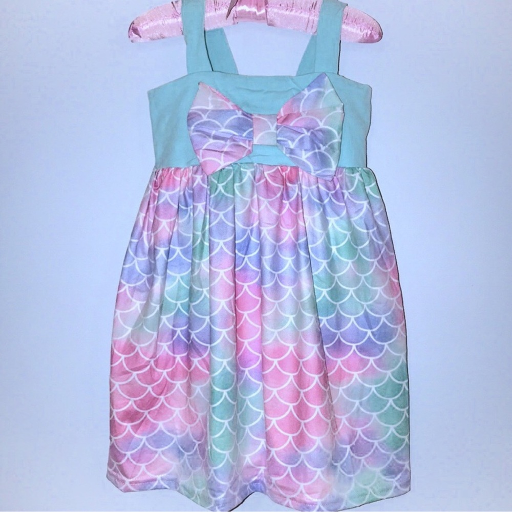 Mermaid Boutique Dress Girls Lavender Mint 3T 6Y - Picture 2 of 2